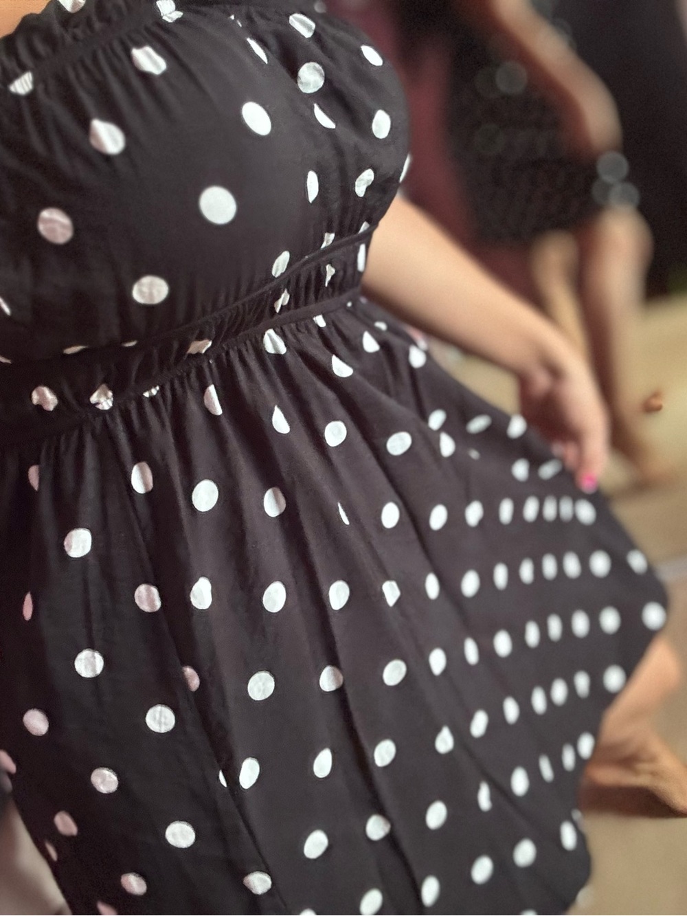 Frankee Skylarr Black Polka Dot Strapless Dress